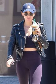 Lucy Hale in Leather Jacket - Out in Studio City