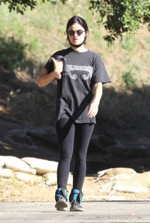 Lucy Hale in Leggings - Out for a hike in Hollywood Hills