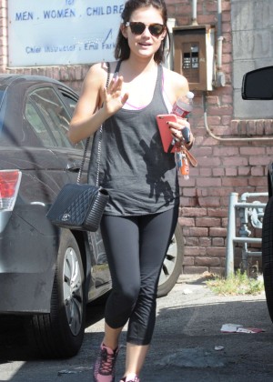 Lucy Hale in Spandex at the gym in LA