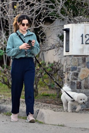 Lucy Hale - Is spotted on a dog walk in Los Angeles