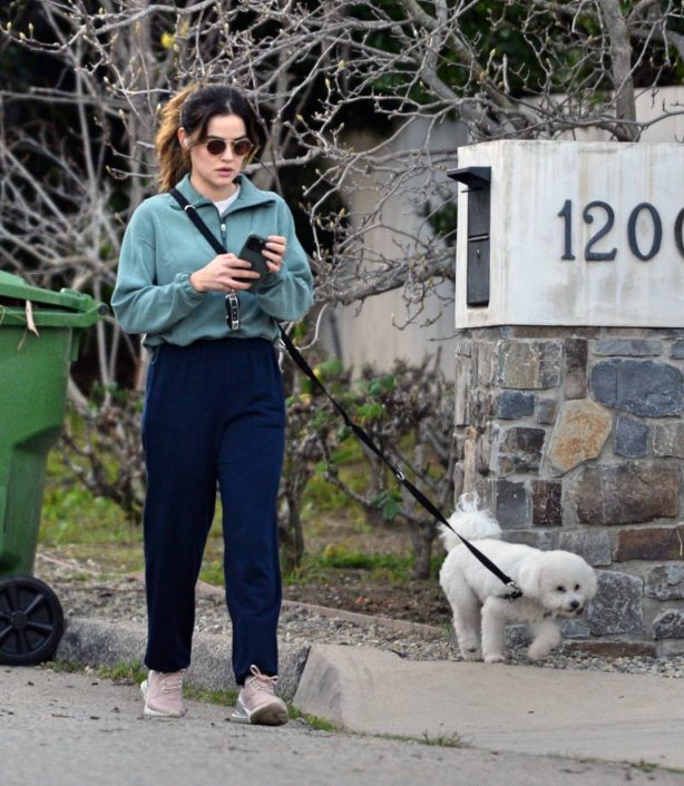 Lucy Hale - Is spotted on a dog walk in Los Angeles