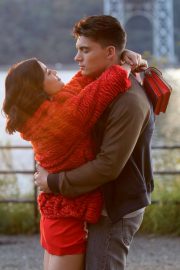 Lucy Hale - Kissing Zane Holtz during a scene on the 'Katy Keene' set in NY