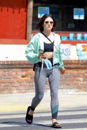 Lucy Hale - leaving Remedy on Sunset after a 2-hour workout session in Los Angeles