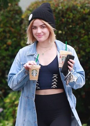 Lucy Hale - Leaving Starbucks in Studio City