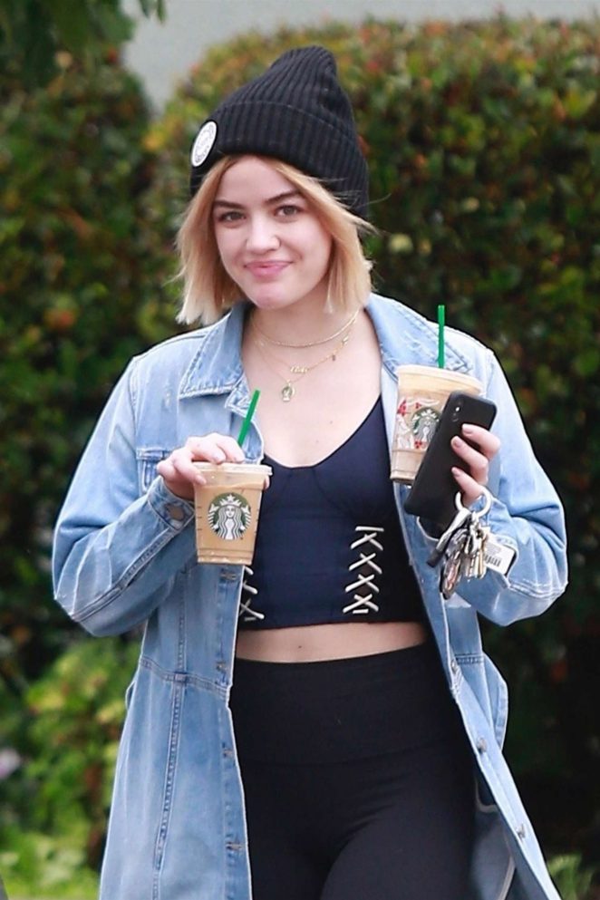 Lucy Hale - Leaving Starbucks in Studio City