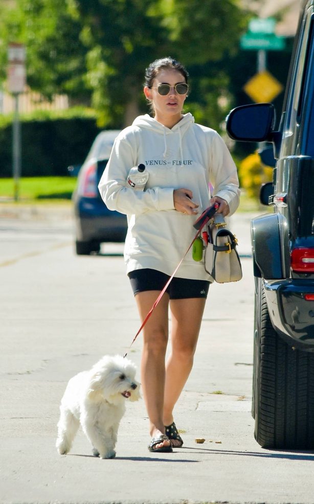 Lucy Hale - Out with her dog Elvis in Studio City - California