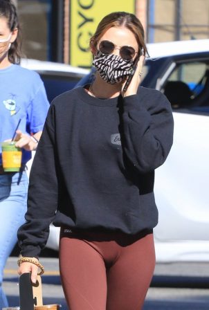 Lucy Hale - Out with her dog in Studio City