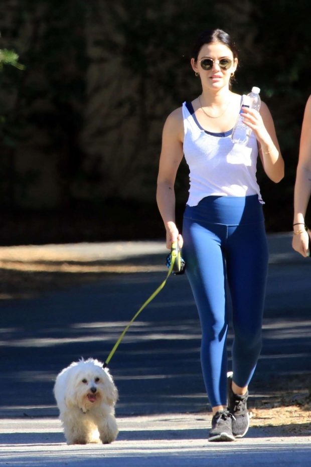 Lucy Hale - Spotted while out with her dog and friend in Los Angeles