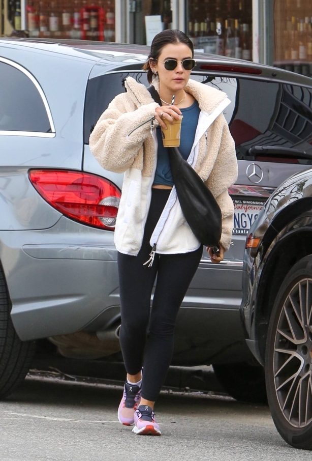 Lucy Hale - Stopping for her protein shake from Erewhon in Los Angeles