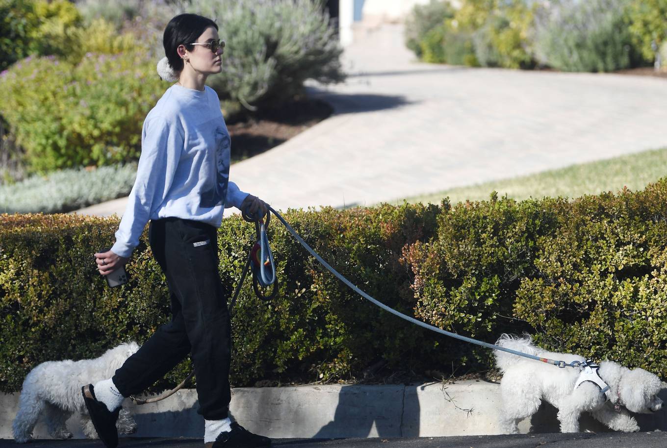 Lucy Hale 2022 : Lucy Hale – Walking her two dogs Elvis and Ethel in Hollywood Hills-03