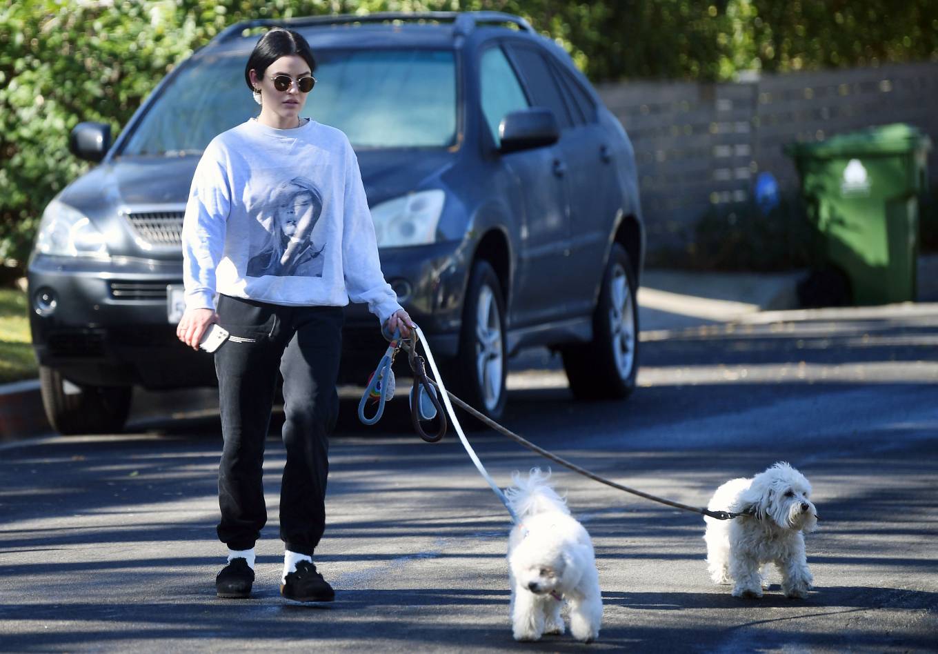 Lucy Hale 2022 : Lucy Hale – Walking her two dogs Elvis and Ethel in Hollywood Hills-05