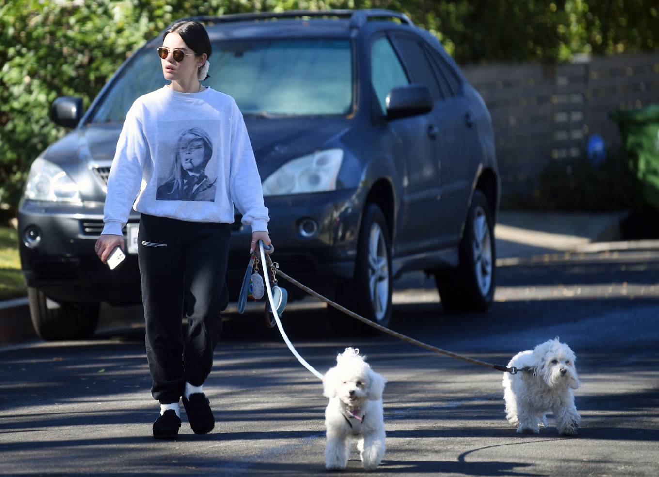 Lucy Hale 2022 : Lucy Hale – Walking her two dogs Elvis and Ethel in Hollywood Hills-09