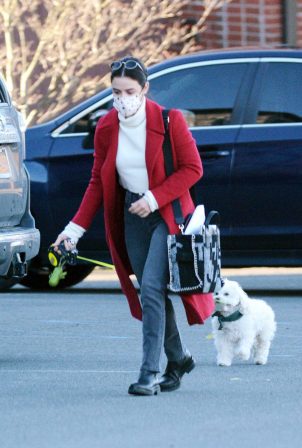 Lucy Hale - Walks her dog in Upstate New York