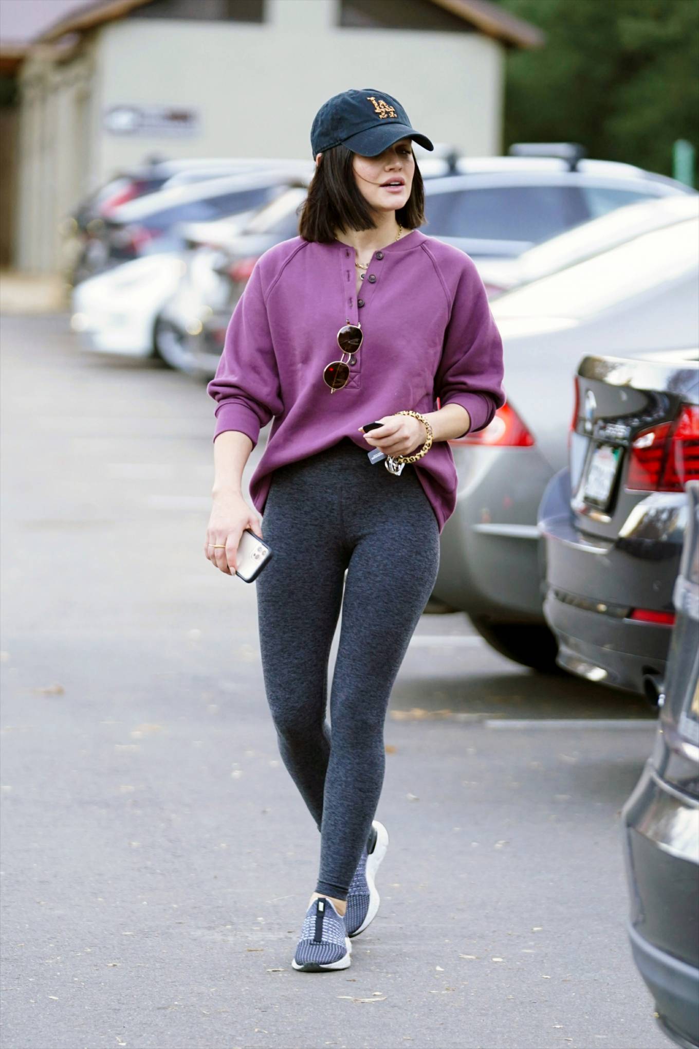 Lucy Hale 2022 : Lucy Hale – Wears a purple sweater and tights in Los Angeles-07