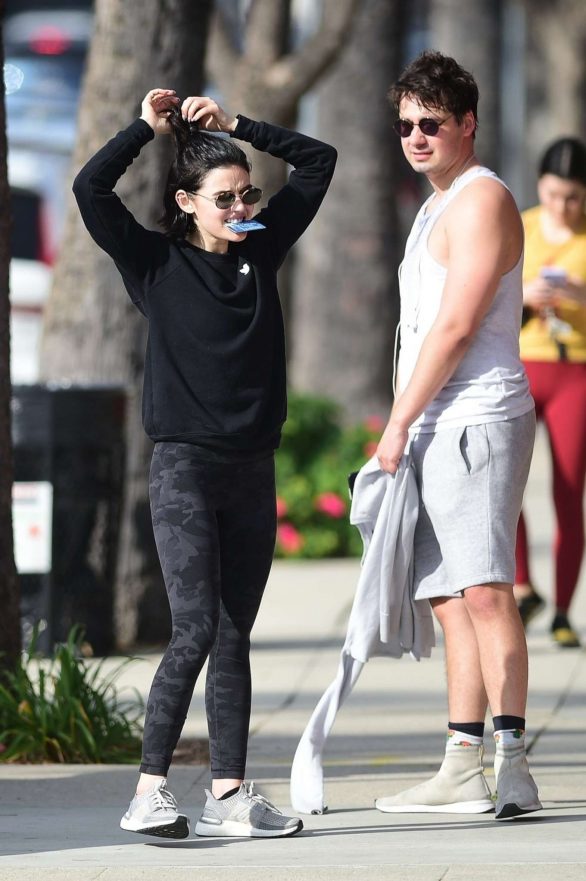 Lucy Hale - Wears camo leggings after a workout in Los Angeles