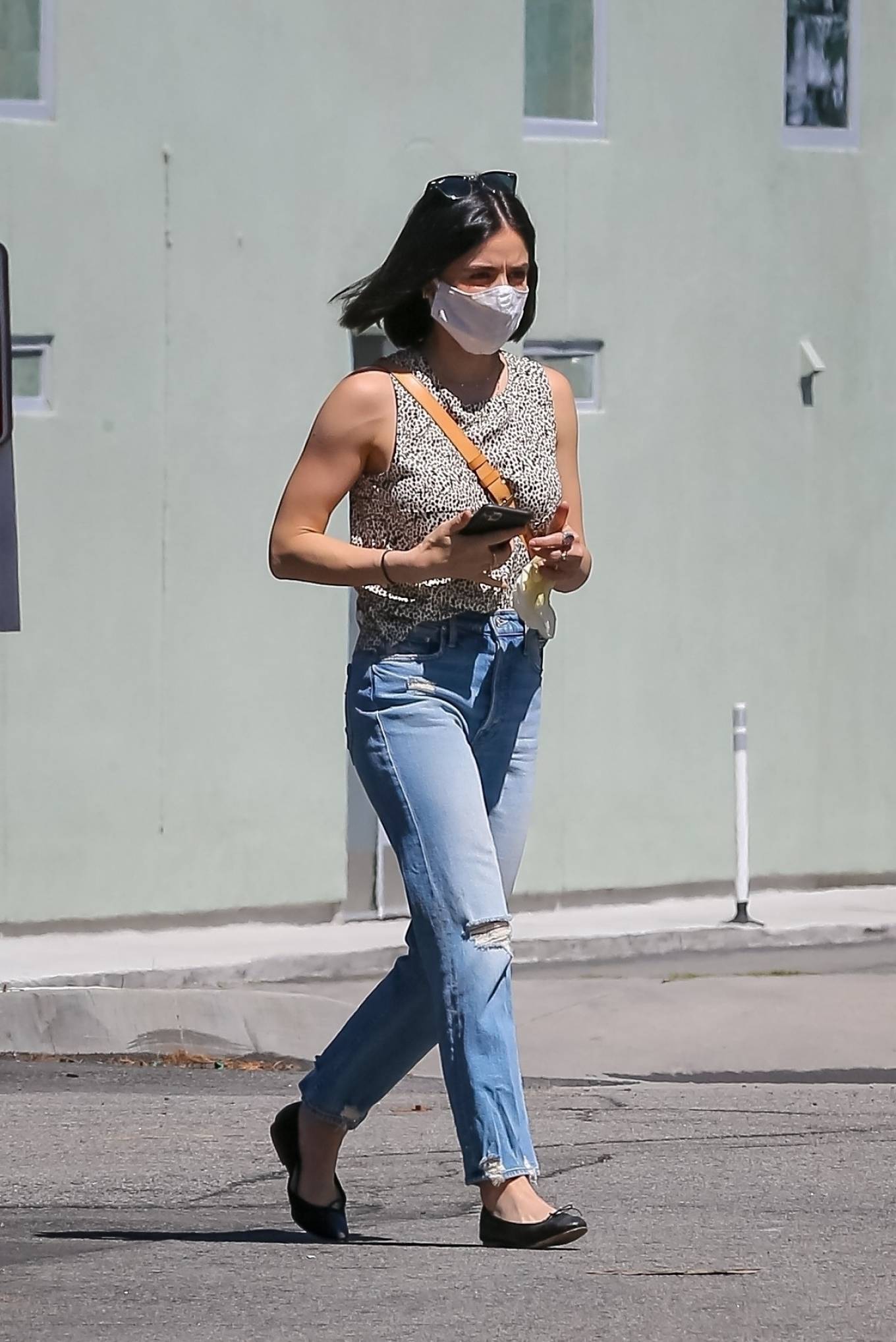 Lucy Hale â€“ Wears protective gear while goes for shopping