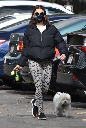 Lucy Hale - With her dog Elvis in Studio City