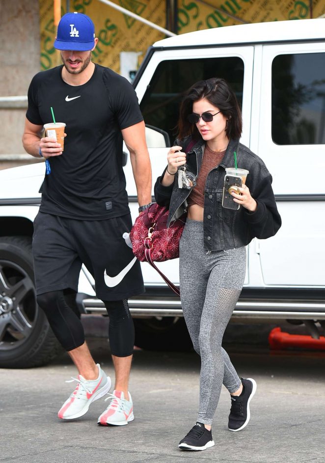 Lucy Hale with her trainer in Los Angeles