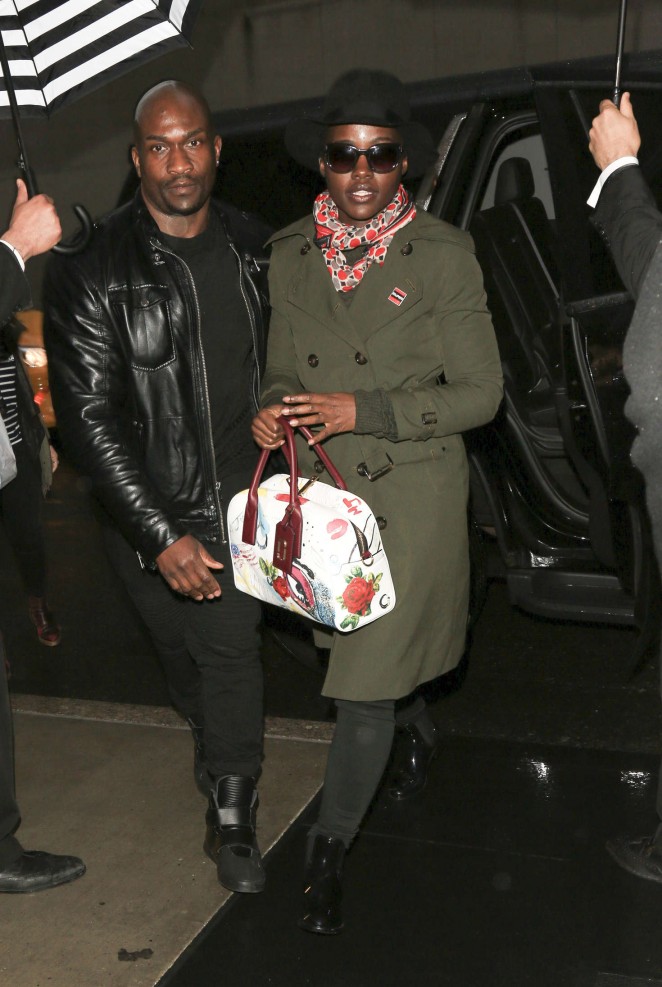 Lupita Nyong'o arriving to hotel in New York