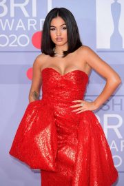 Mabel McVey - In red dress at 2020 BRIT Awards at The O2 Arena in London