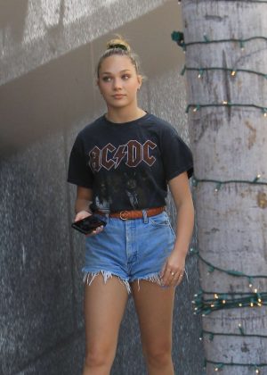 Maddie Ziegler in Denim Shorts - Shopping on Rodeo Drive in Beverly Hills