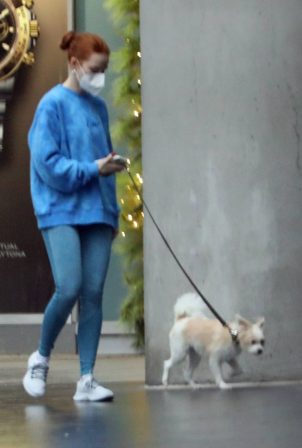 Madelaine Petsch - takes her dog for a walk in Vancouver