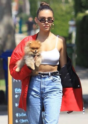 Madison Beer and her dog step out for lunch in Holllywood