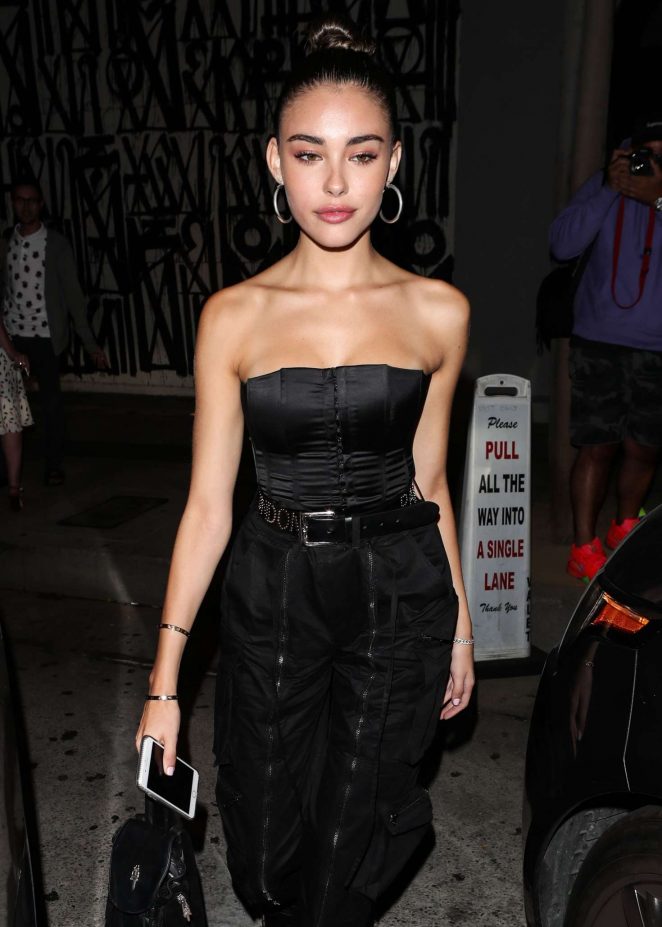 Madison Beer in Black Outfit - Leaves Craig's restaurant in West Hollywood