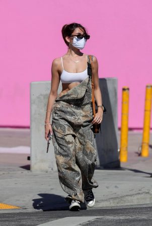Madison Beer - In camouflage overalls lunch outing in West Hollywood