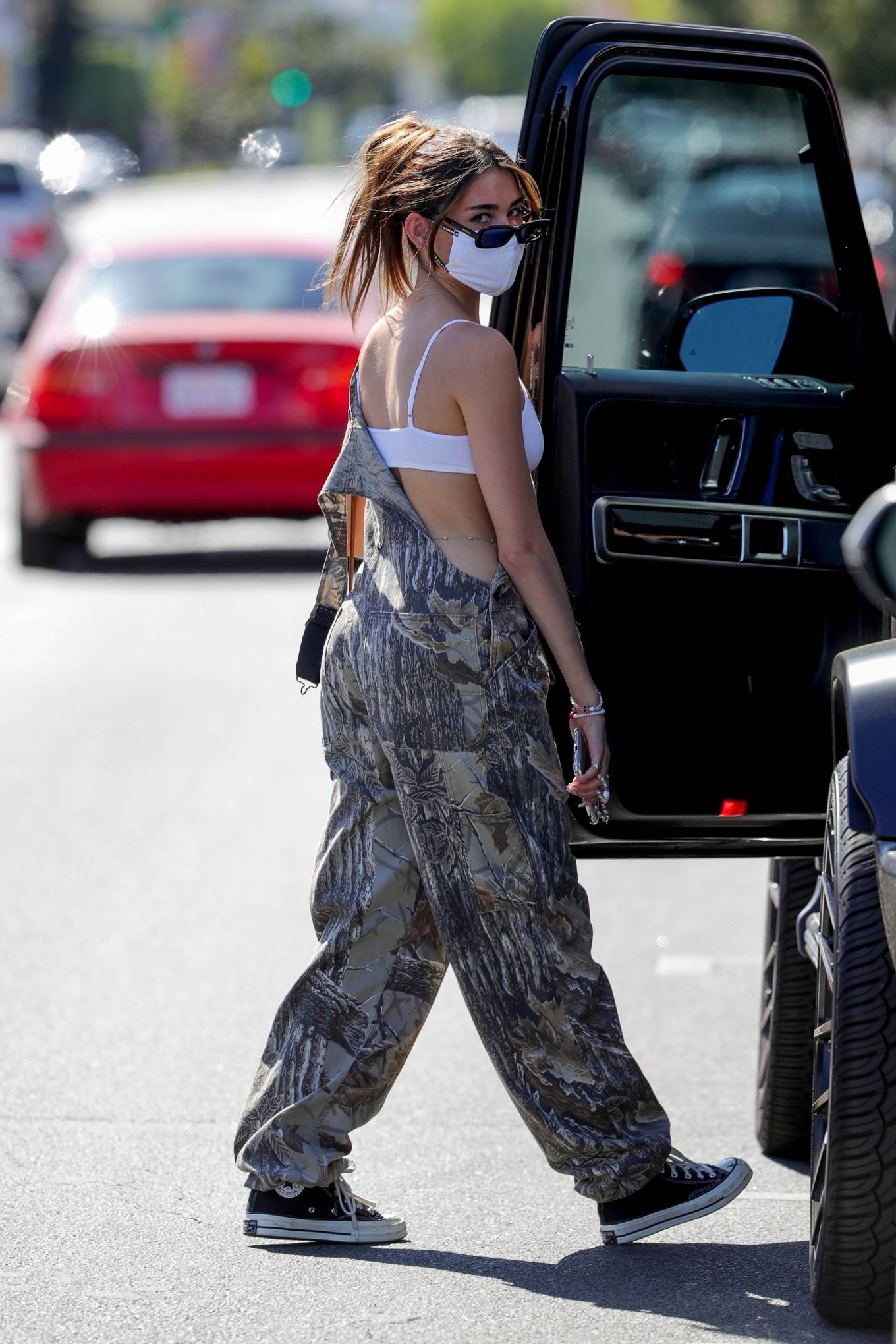 Madison Beer - In camouflage overalls lunch outing in West Hollywood-08 ...