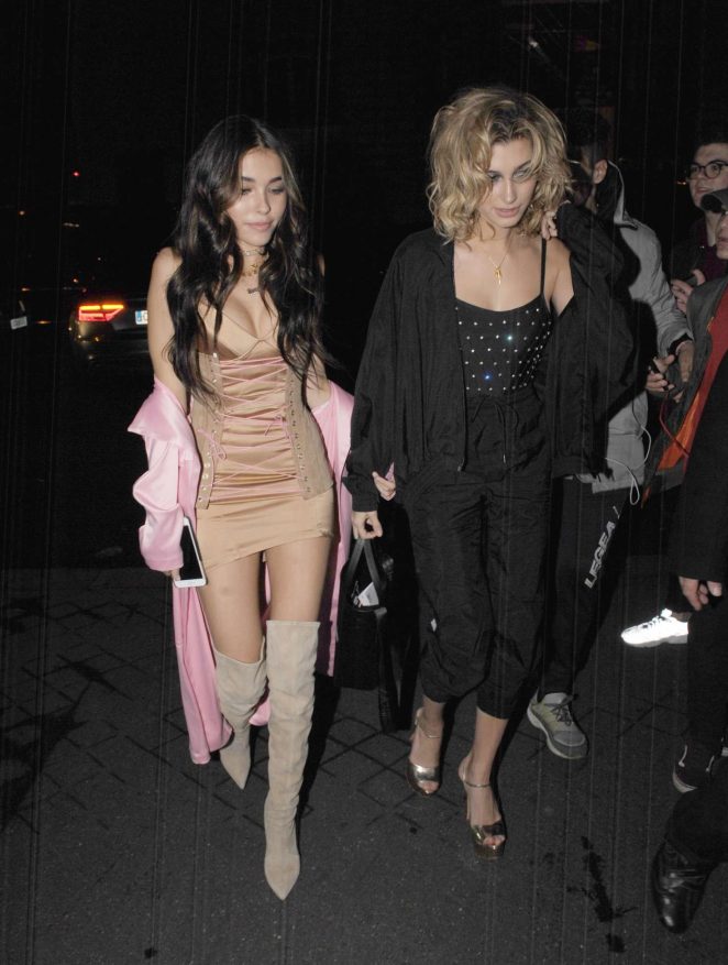 Madison Beer with Hailey Baldwin night out in Paris
