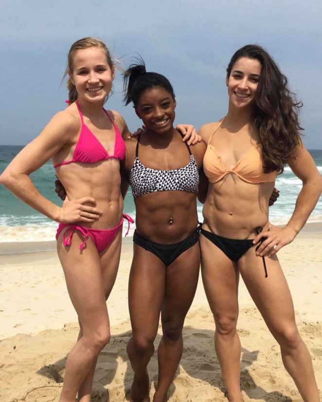 Madison Kocian, Simone Biles and Aly Raisman in Bikini in Rio de Janeiro