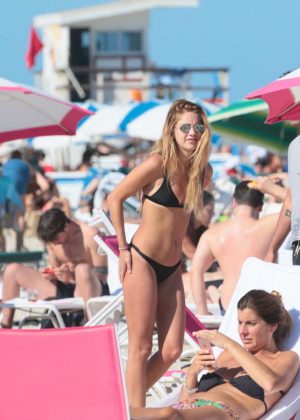 Madison Louch in Black Bikini at the beach in Miami