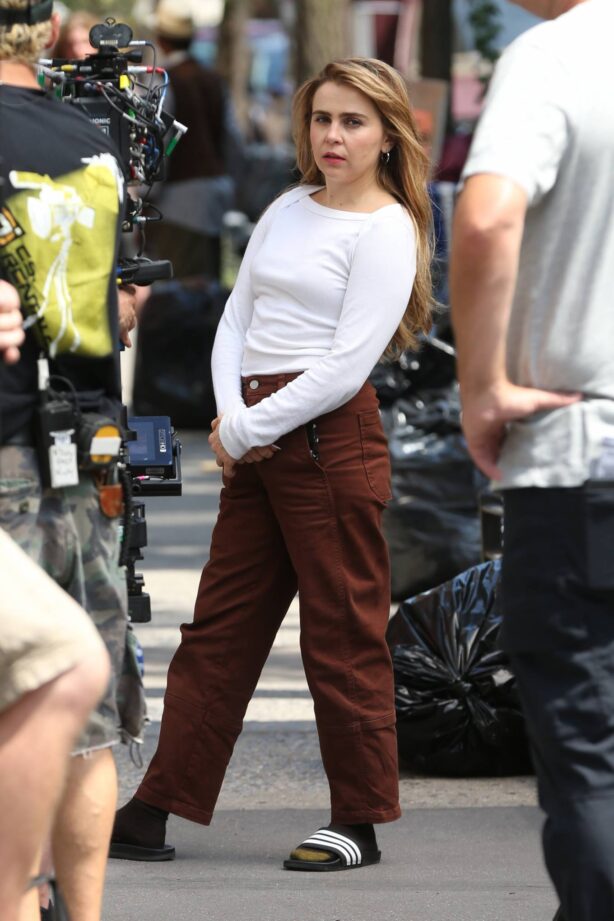 Mae Whitman - On the set of 'Up There' in New York