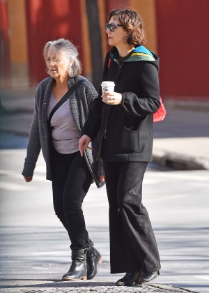 Maggie Gyllenhaal with her mother Naomi out in Soho
