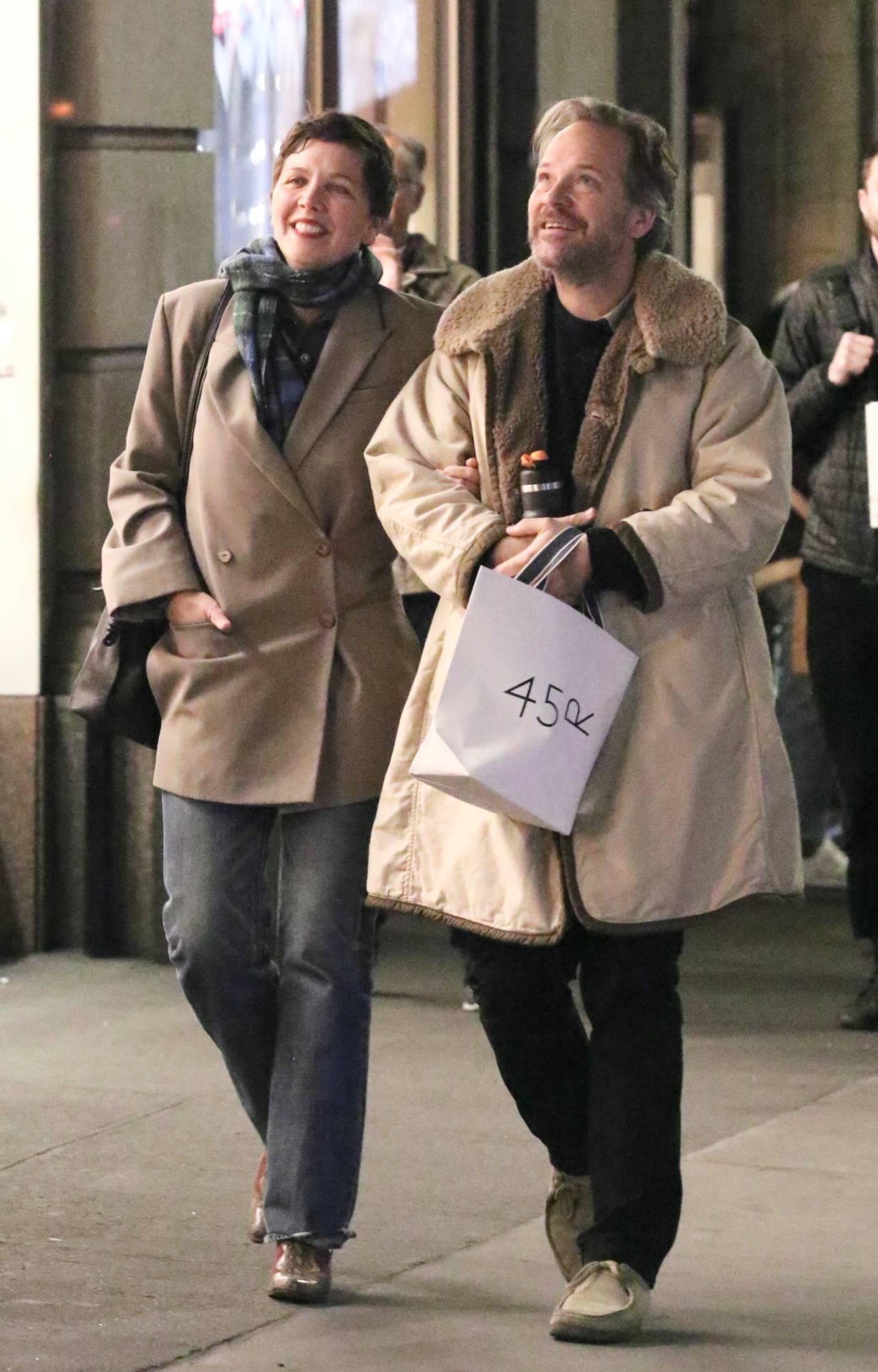 Maggie Gyllenhaal 2023 : Maggie Gyllenhaal – With husband Peter Sarsgaard seen during a romantic stroll in NYC-01