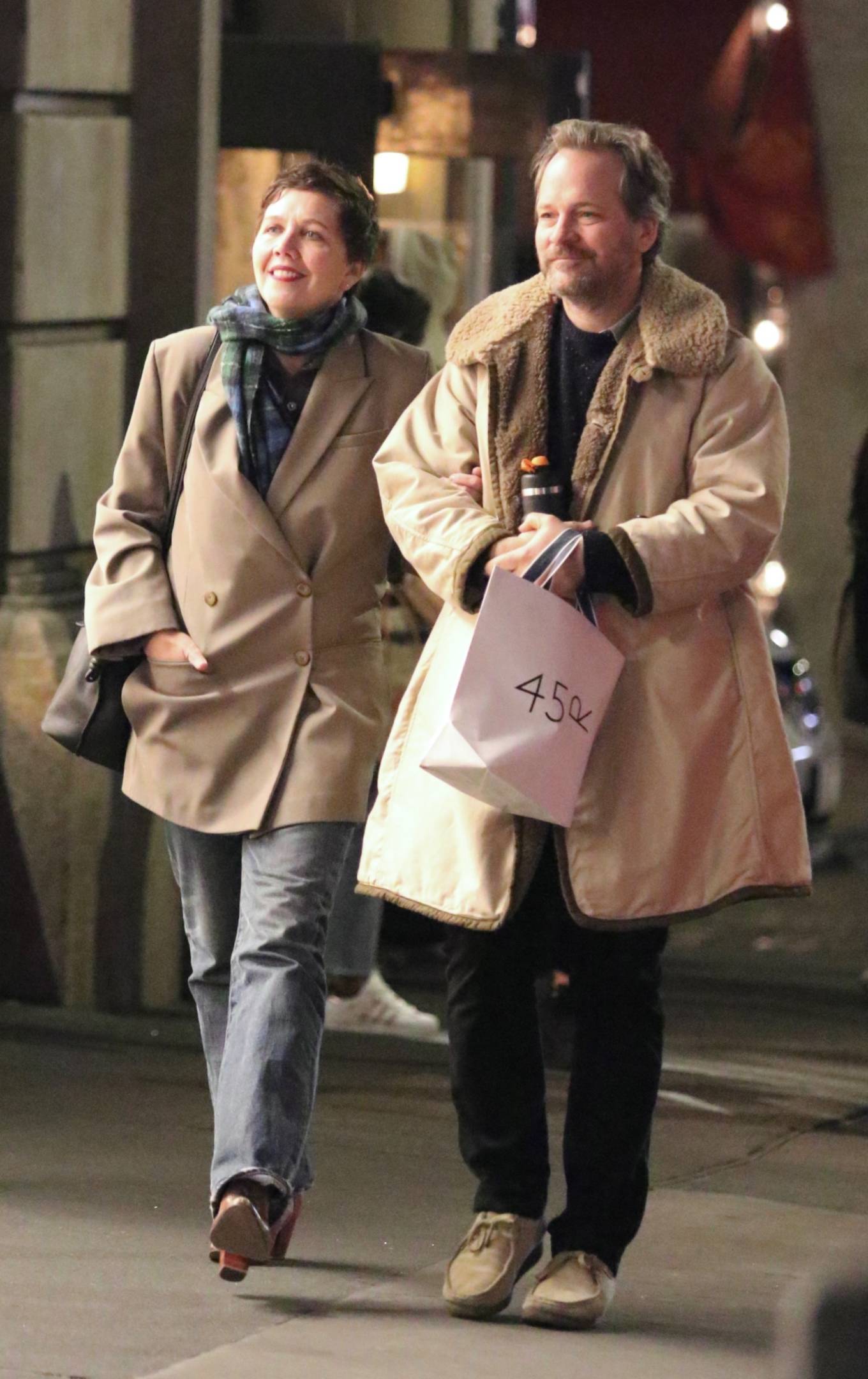 Maggie Gyllenhaal 2023 : Maggie Gyllenhaal – With husband Peter Sarsgaard seen during a romantic stroll in NYC-03