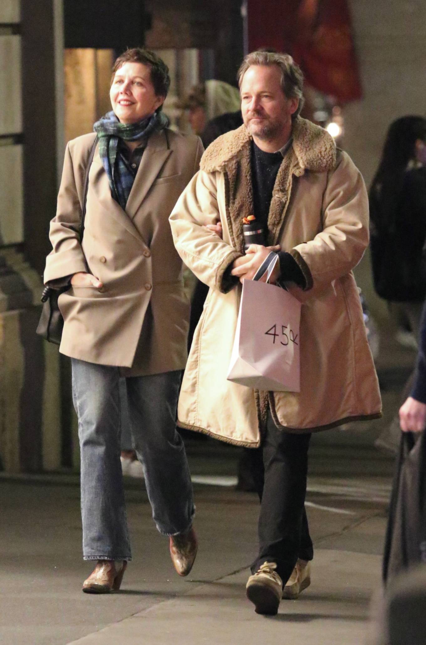 Maggie Gyllenhaal 2023 : Maggie Gyllenhaal – With husband Peter Sarsgaard seen during a romantic stroll in NYC-06