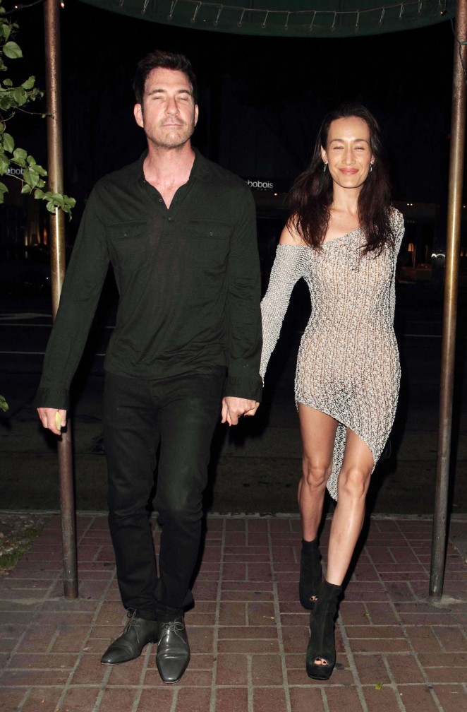 Maggie Q in Tight Dress Night Out in Hollywood