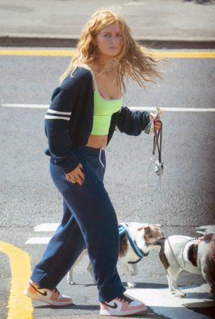 Maisie Smith - Walking her dogs in Essex