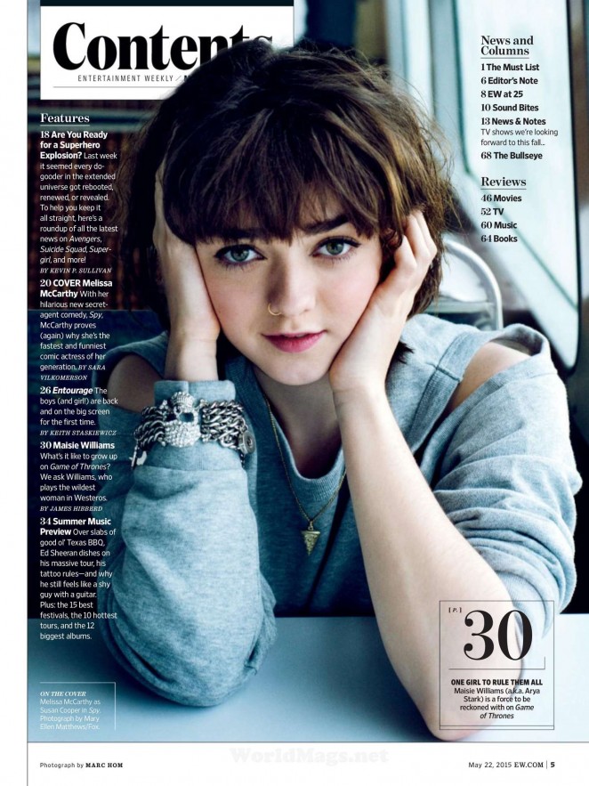 Maisie Williams - Entertainment Weekly Magazine (May 2015)