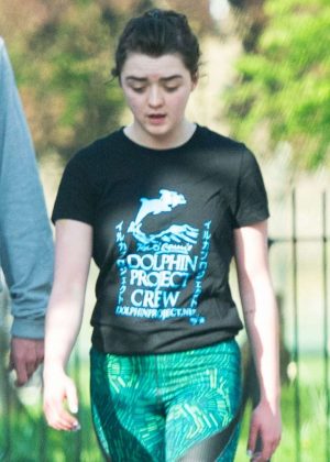 Maisie Williams in Tights out in Hackney