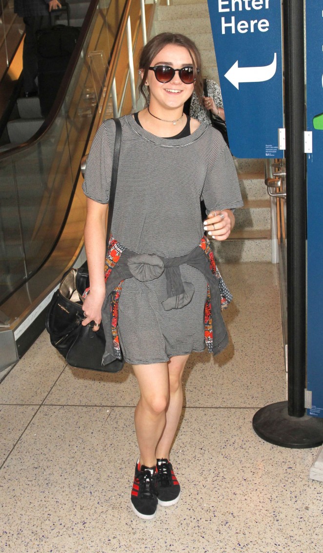 Maisie Williams in Mini Dress at LAX Airport in LA