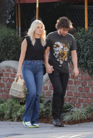 Malin Akerman - Holds hands with her husband Jack Donnelly in Los Feliz