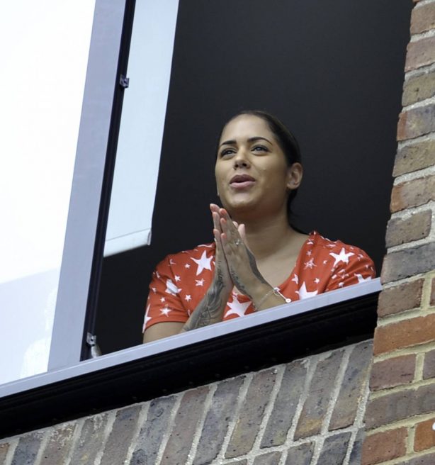 Malin Andersson - Claps for the NHS from window at her London Apartment