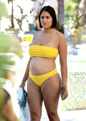 Malin Andersson in Yellow Bikini on holida in Spain