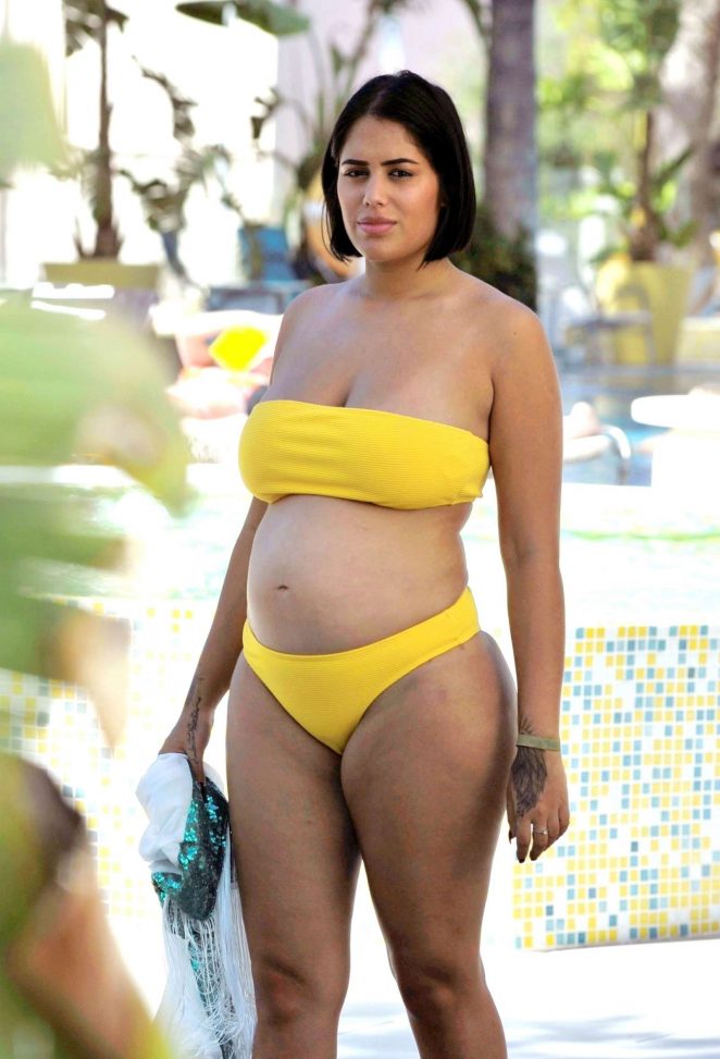 Malin Andersson in Yellow Bikini on holida in Spain