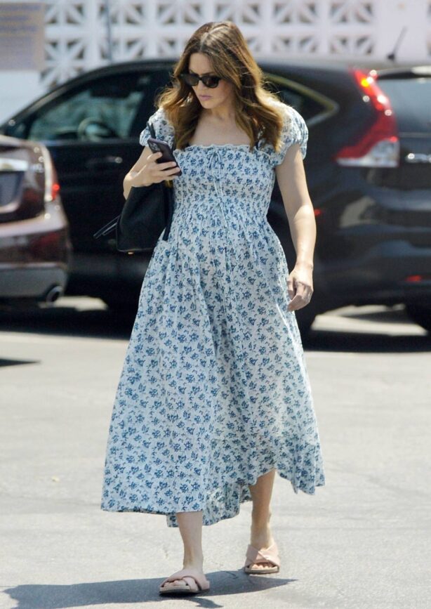 Mandy Moore - In a floral print summer maternity dress out in L.A.