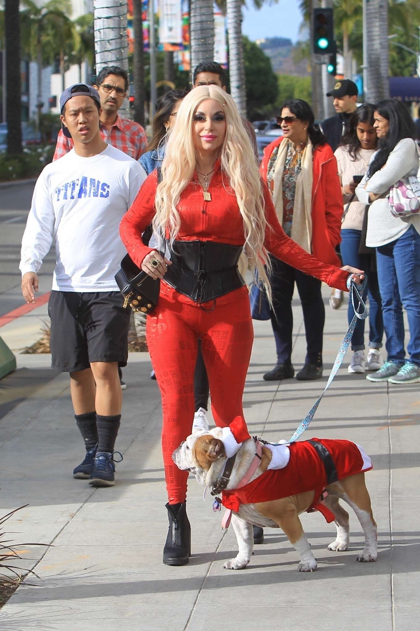 Marcela Iglesias with her dog shopping in Beverly Hills