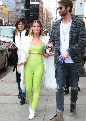 Maren Morris in Neon Green Outfit - Out in New York